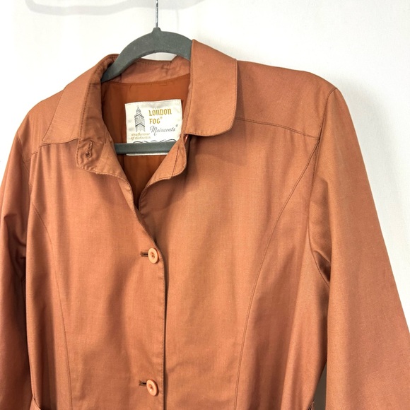 Vintage 80s London Fog Trench Coat Women’s Sz 12 Orange Fall Jacket Amish Style - Picture 4 of 12
